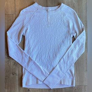 Lululemon White Textured Long Sleeve Crew Neck